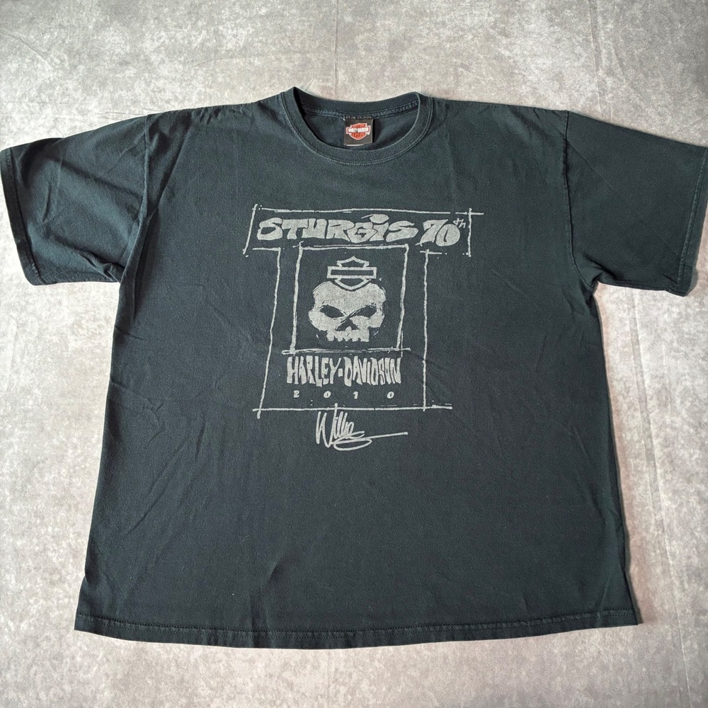Harley Davidson Sturgis 70th Anniversary 2010 Willie G Skull T-Shirt Black XL